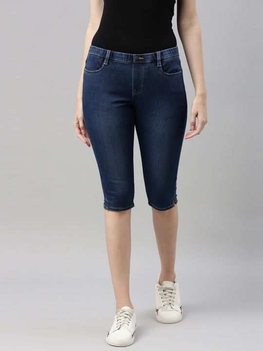 Buy Mid Blue Thigh Cut Jeans For Women Online | Tistabene - Tistabene